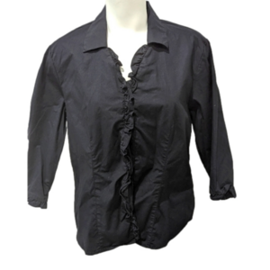 Westbound black button down ruffled shirt, sz large